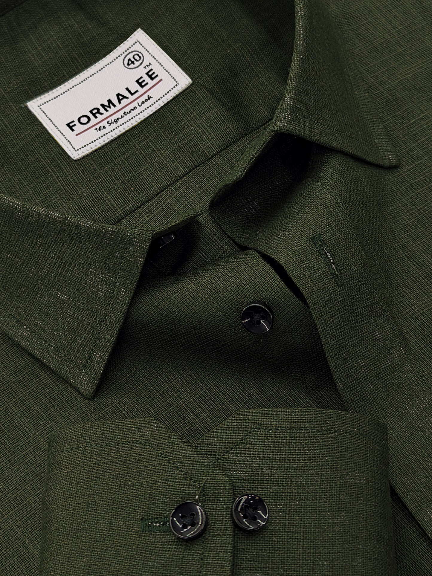 Luxurious French Linen Dark Green Formal Shirt