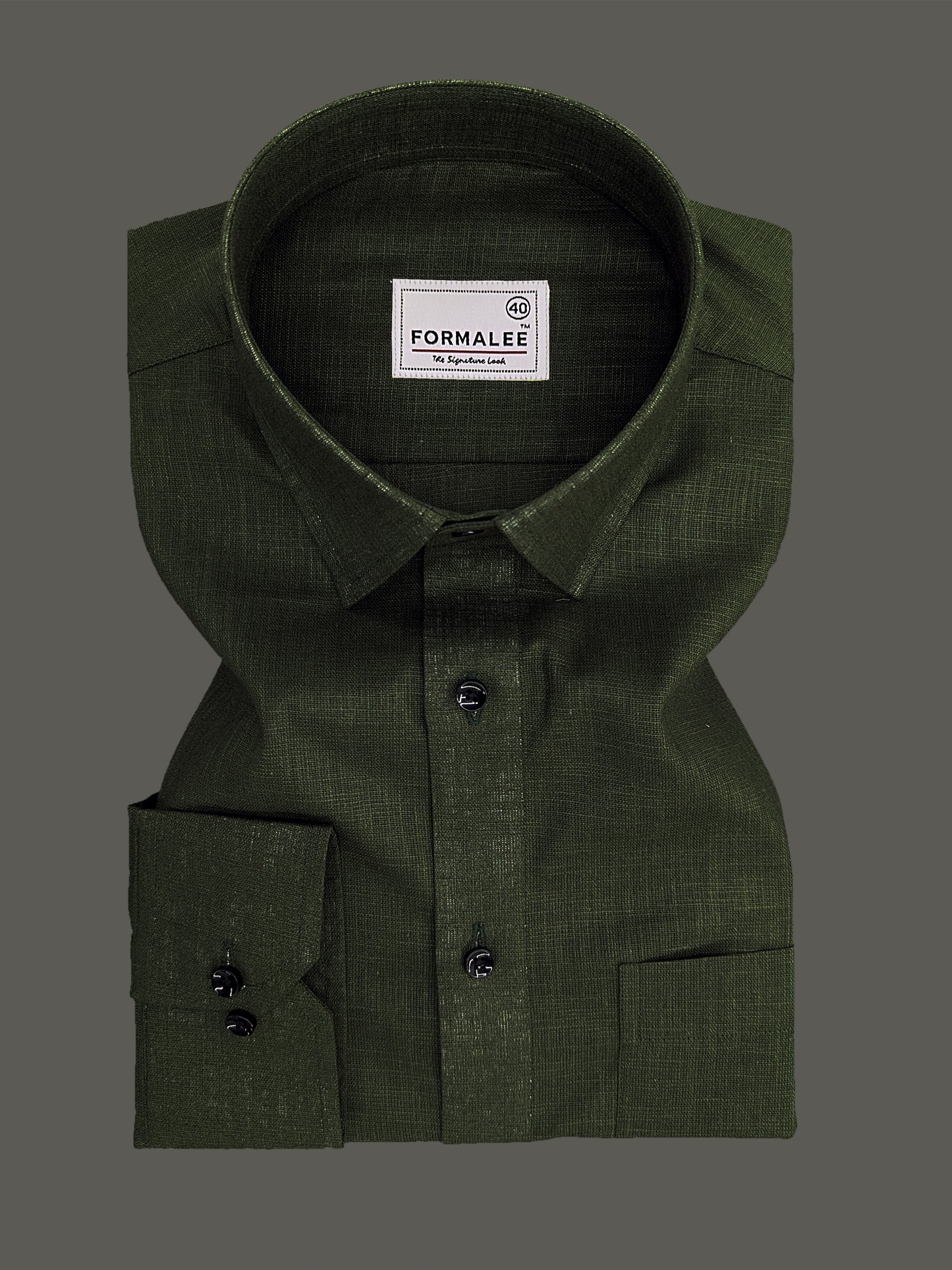 Luxurious French Linen Dark Green Formal Shirt