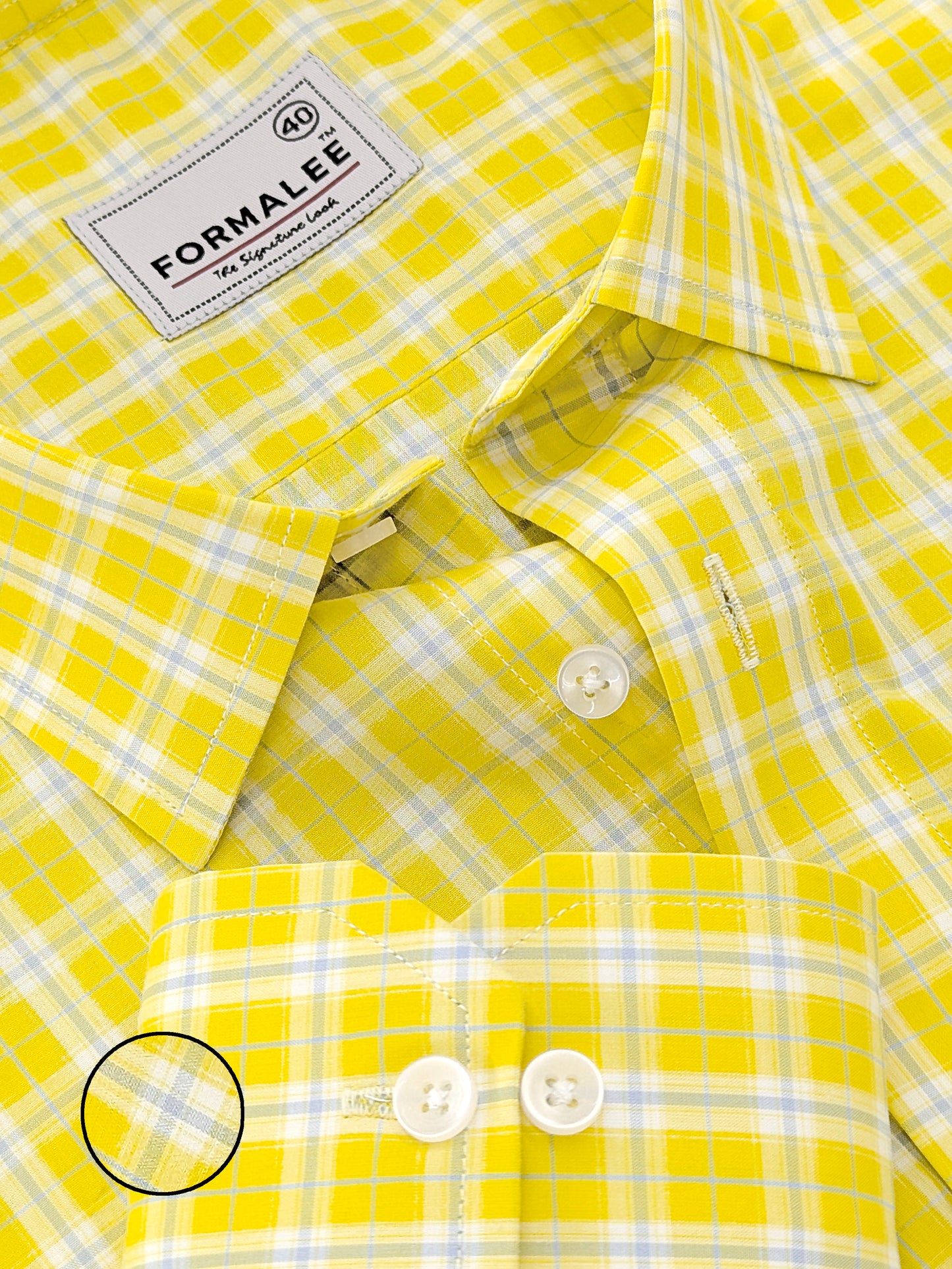 Florentia Premium Cotton Grey with Blue Checks On Yellow Formal Shirt