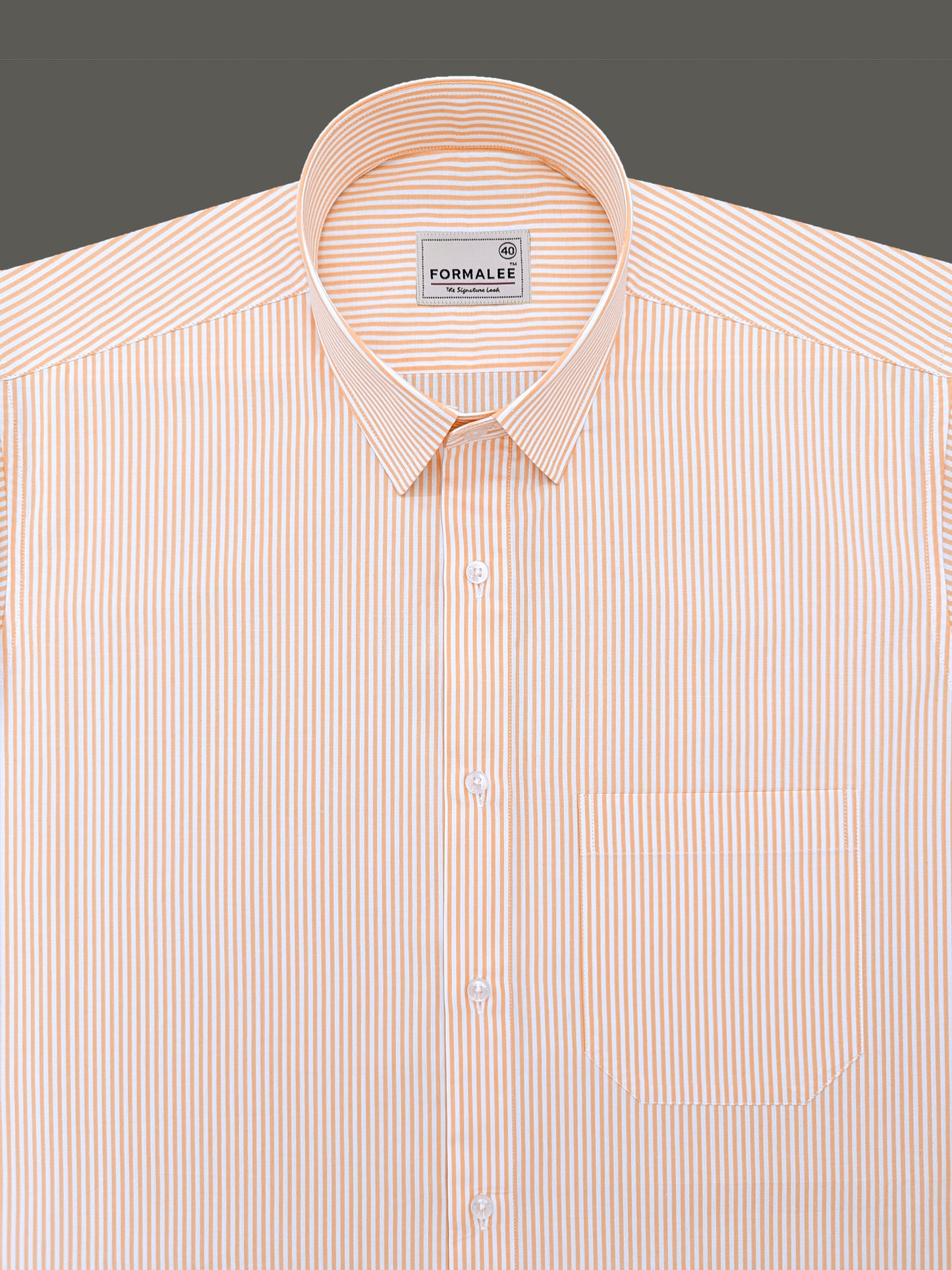 Bespoke Premium Cotton Golden Yellow Stripe Formal Shirt