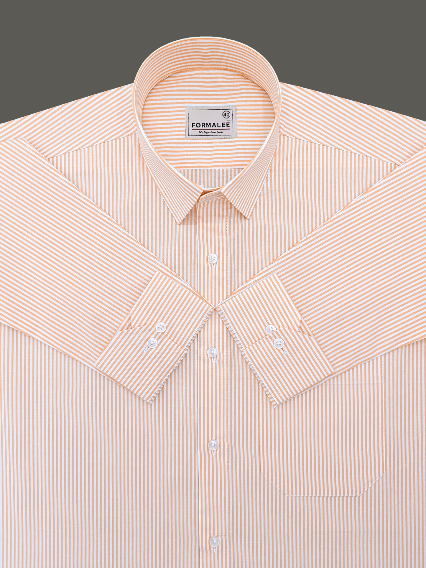 Bespoke Premium Cotton Golden Yellow Stripe Formal Shirt