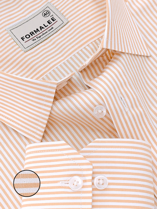 Bespoke Premium Cotton Golden Yellow Stripe Formal Shirt