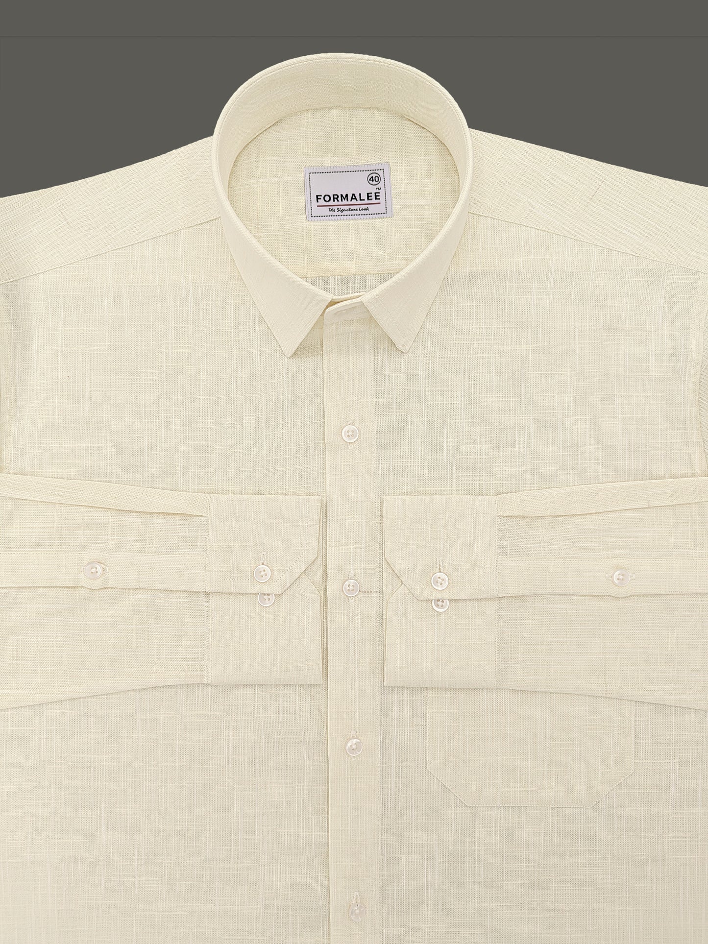 Dynasty Luxurious French Linen Creamy Yellow Formal Shirt