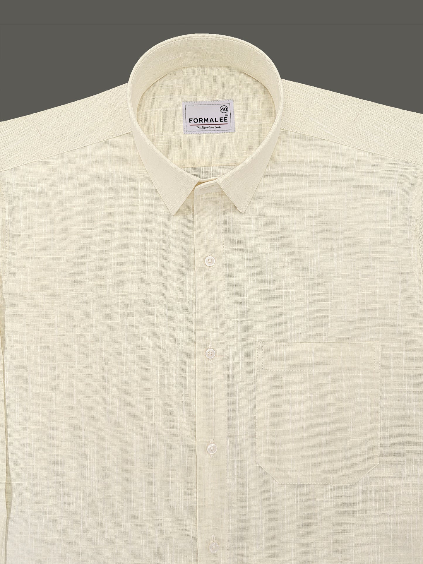 Dynasty Luxurious French Linen Creamy Yellow Formal Shirt