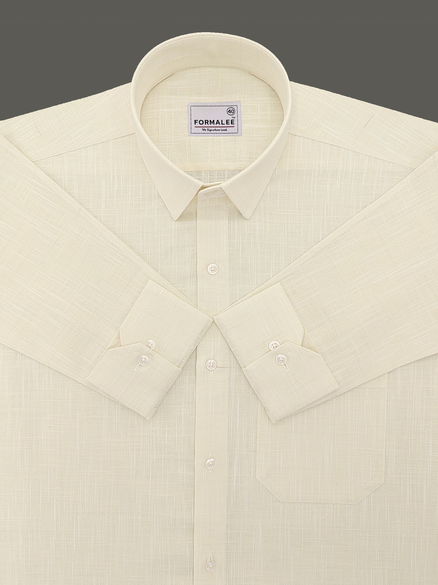 Dynasty Luxurious French Linen Creamy Yellow Formal Shirt