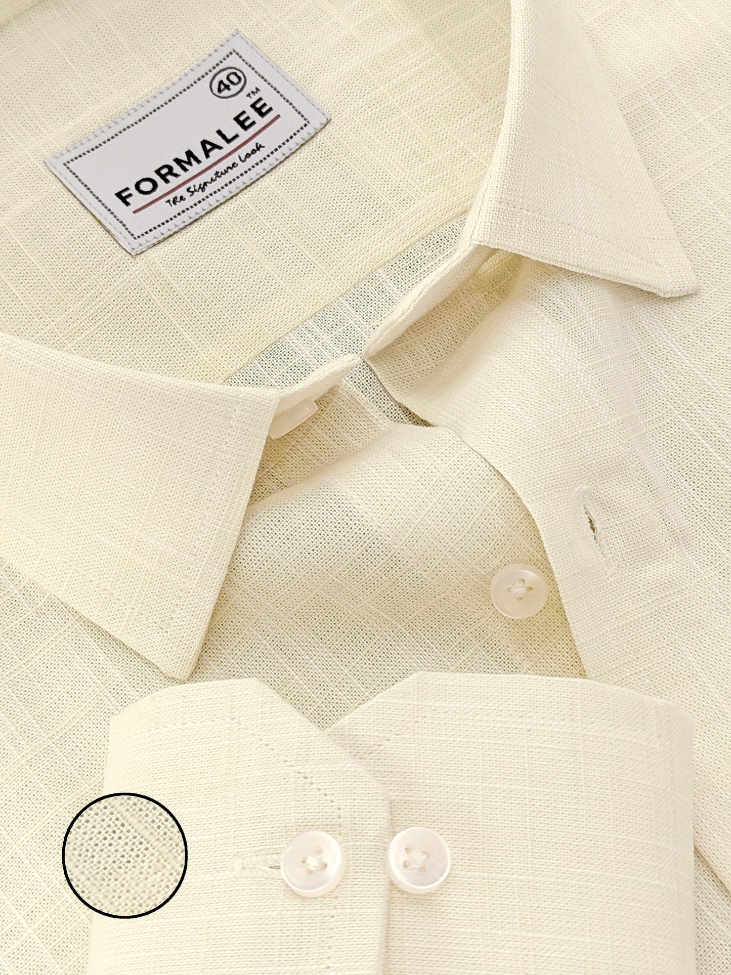 Dynasty Luxurious French Linen Creamy Yellow Formal Shirt