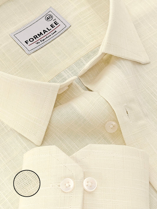 Dynasty Luxurious French Linen Creamy Yellow Formal Shirt