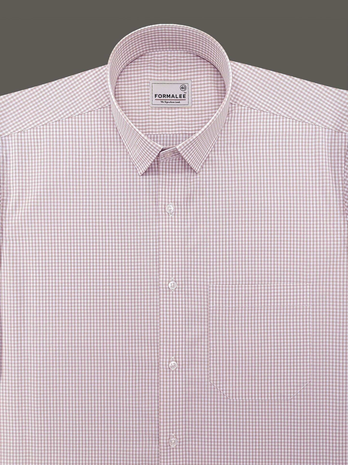 Bespoke Premium Cotton Almond Gingham Checks Formal Shirt
