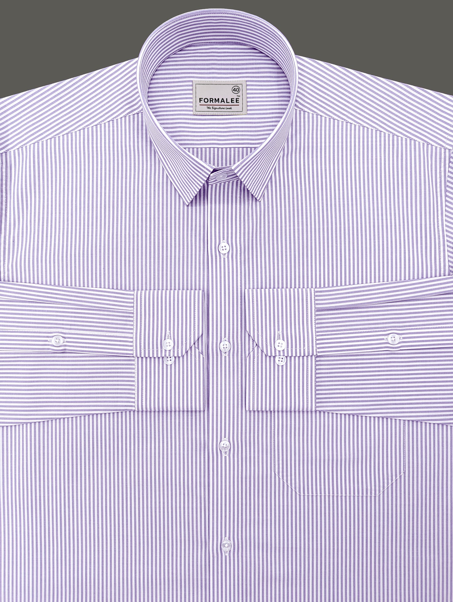 Bespoke Premium Cotton Pastel Purple Stripe Formal Shirt