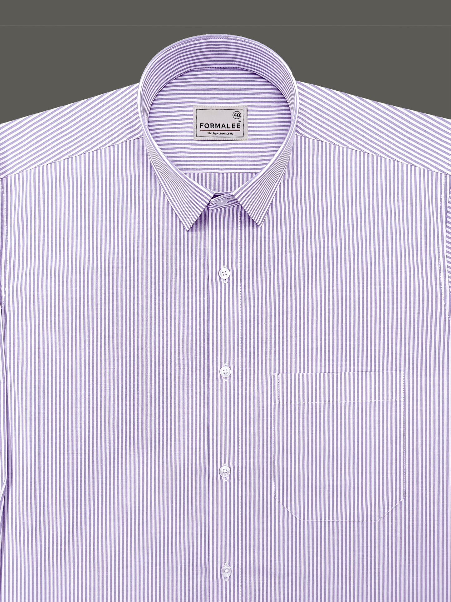 Bespoke Premium Cotton Pastel Purple Stripe Formal Shirt