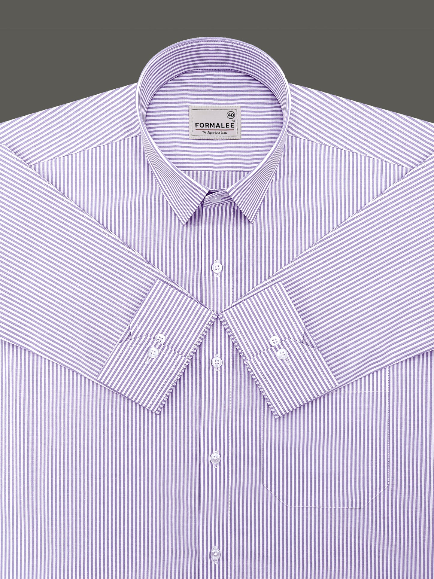 Bespoke Premium Cotton Pastel Purple Stripe Formal Shirt