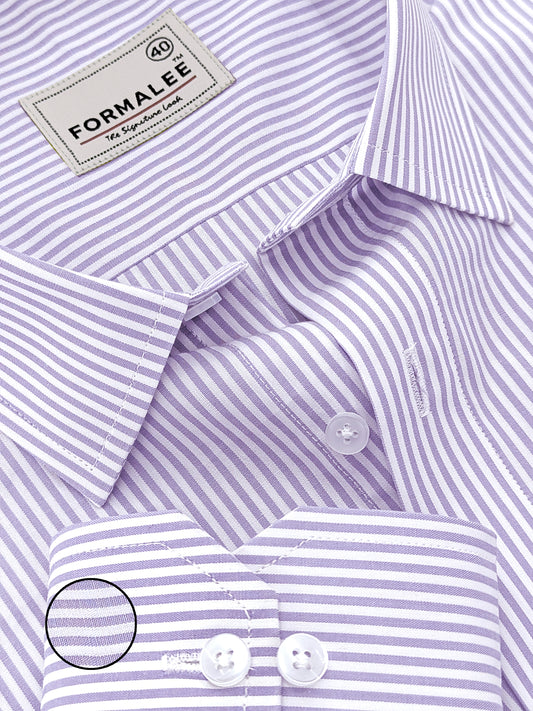 Bespoke Premium Cotton Pastel Purple Stripe Formal Shirt