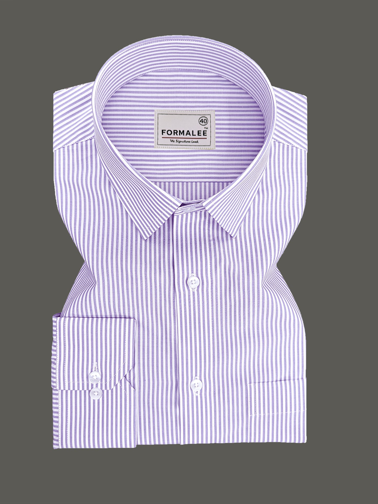 Bespoke Premium Cotton Pastel Purple Stripe Formal Shirt