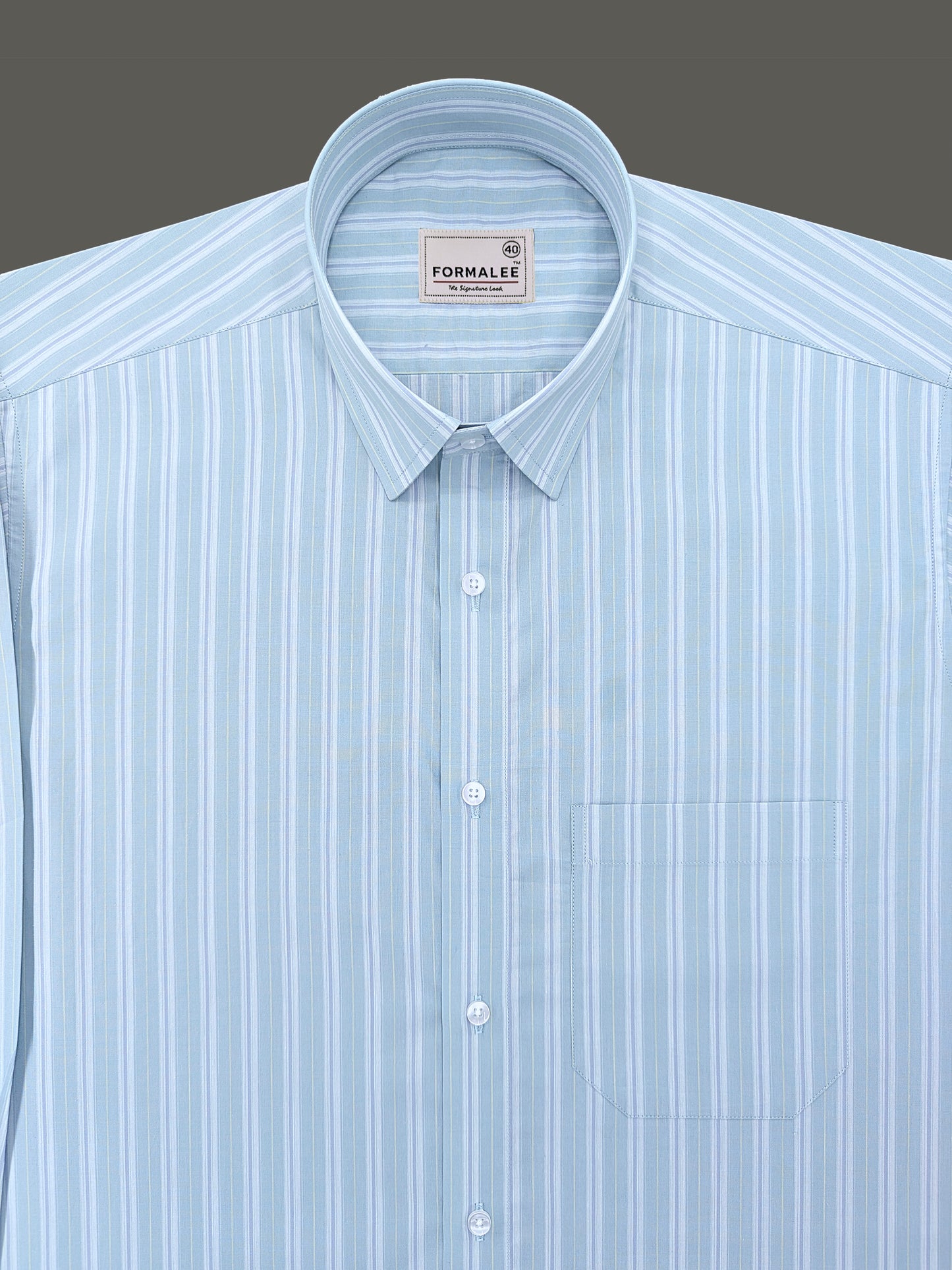 Serafina Premium Cotton Blue Line On Pixie Green Formal Shirt