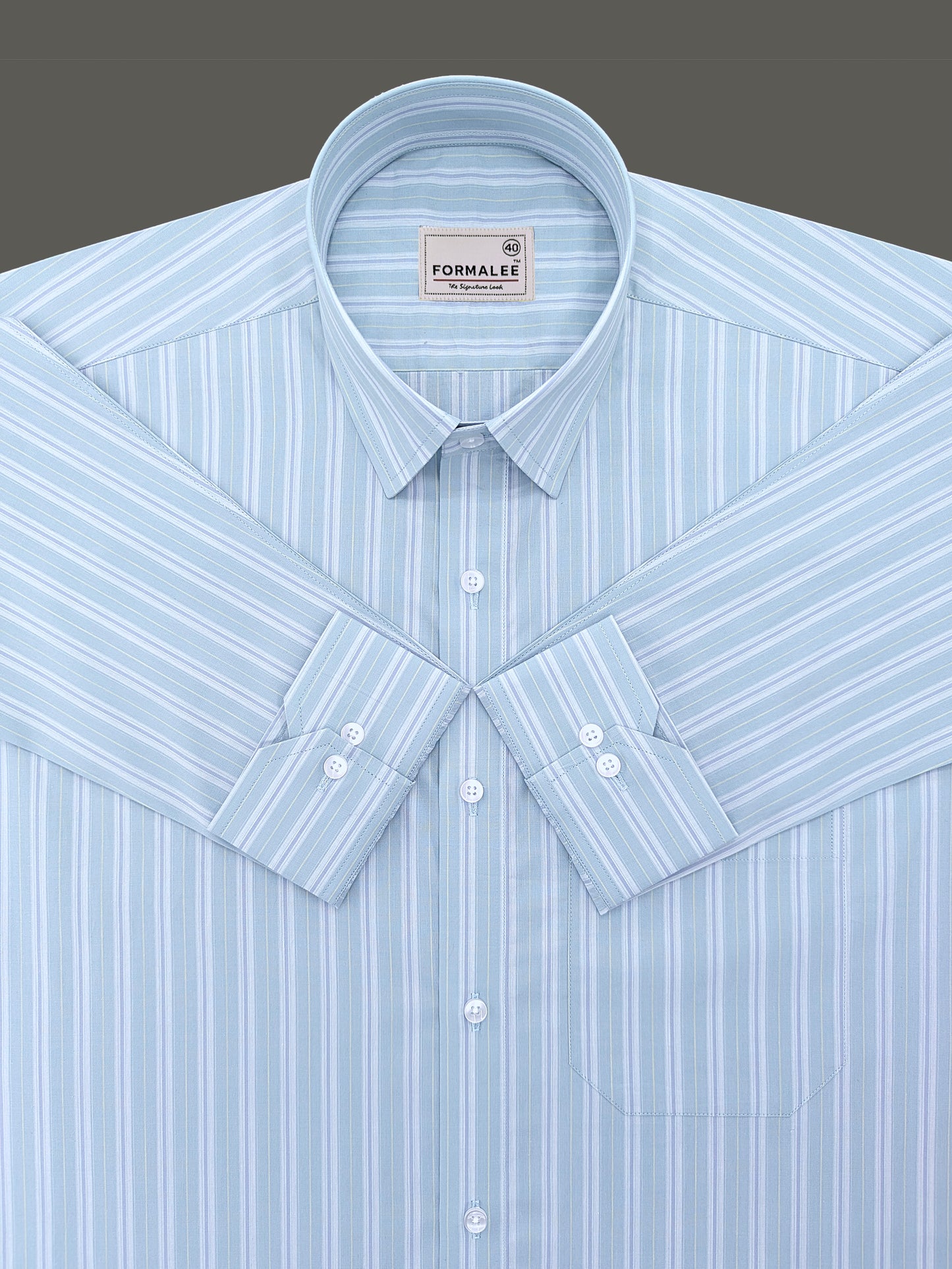 Serafina Premium Cotton Blue Line On Pixie Green Formal Shirt