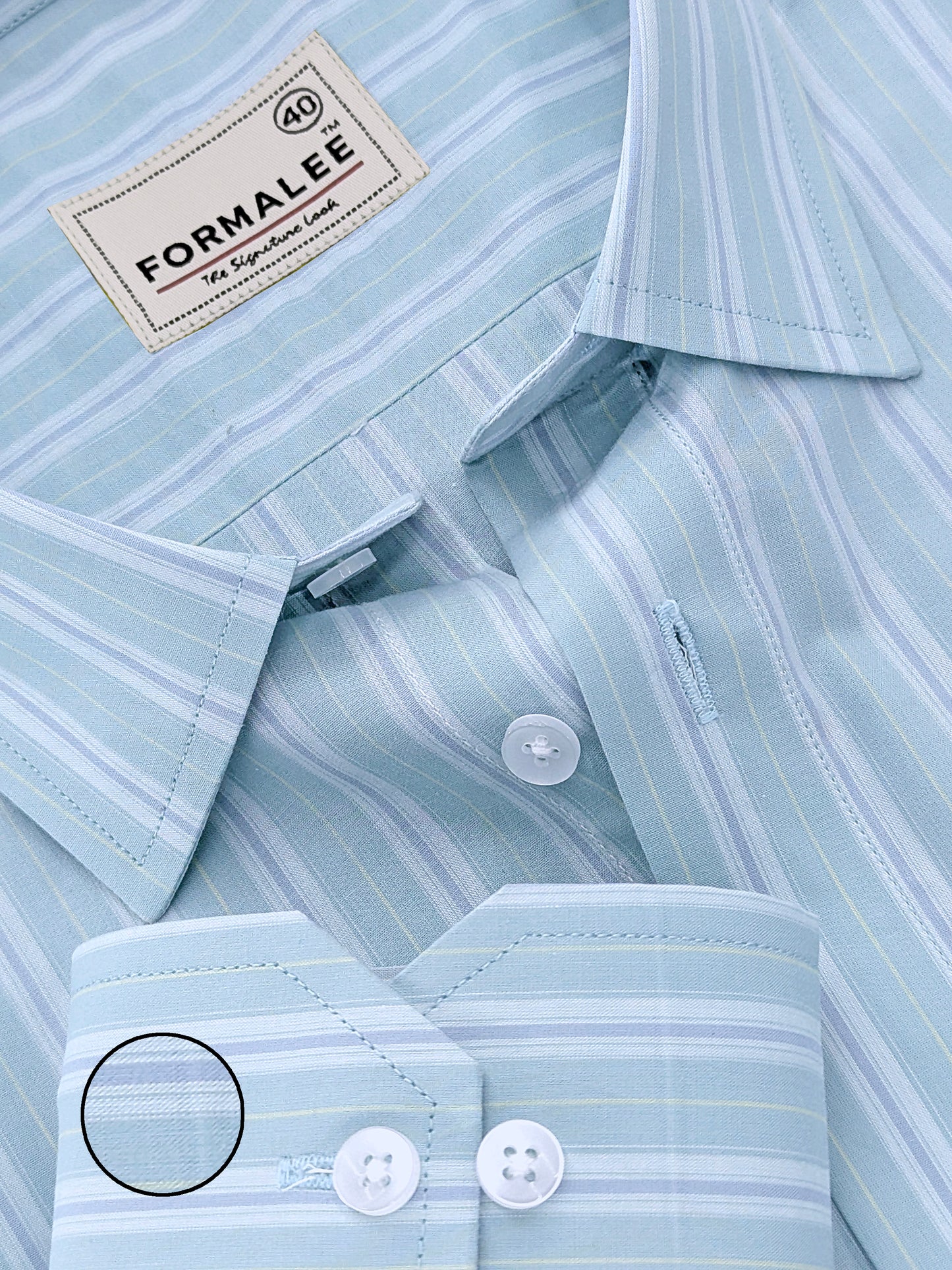 Serafina Premium Cotton Blue Line On Pixie Green Formal Shirt