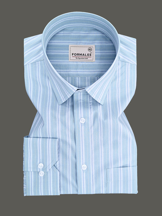 Serafina Premium Cotton Blue Line On Pixie Green Formal Shirt