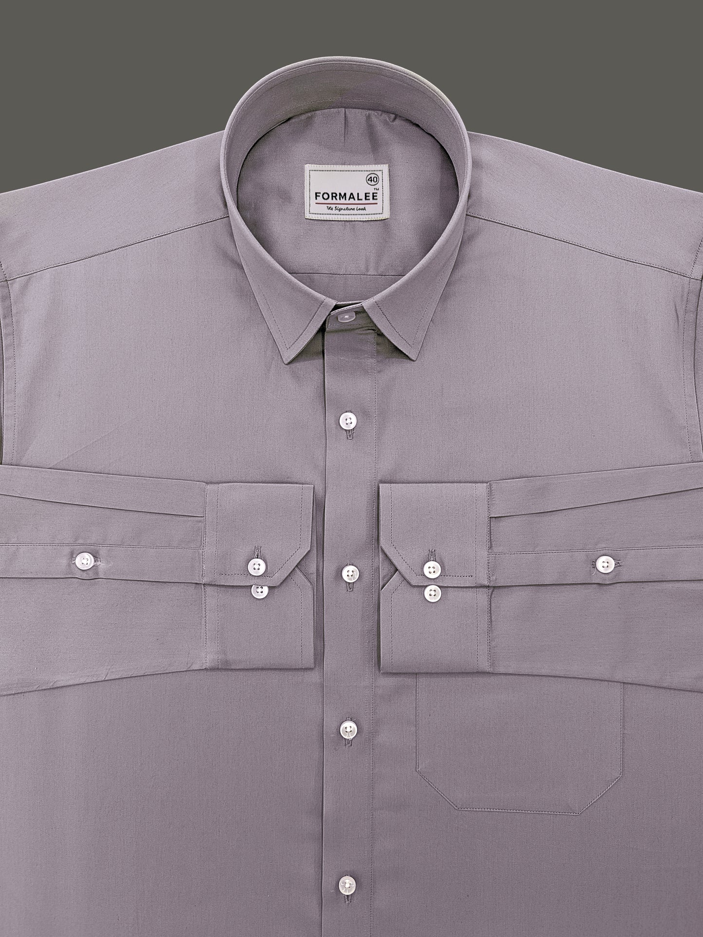Premium Natural Grey Cotton Formal Shirt For Men