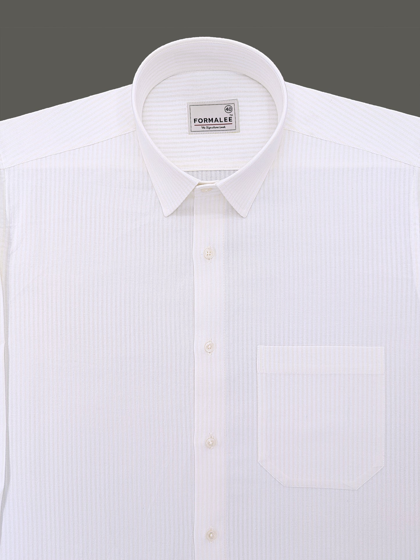 Verona Premium Linen Cotton White Stripe On Cream Formal Shirt