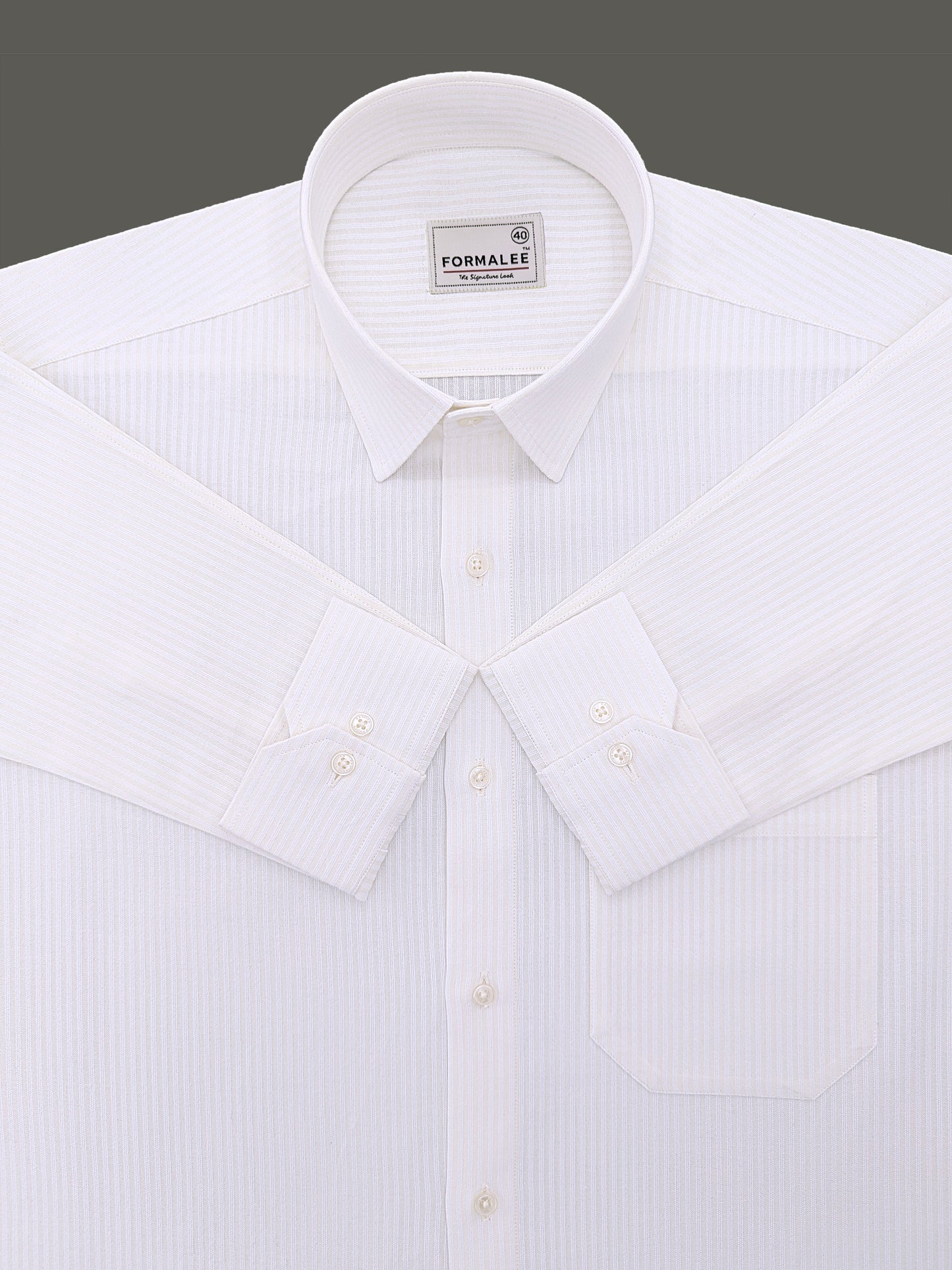Verona Premium Linen Cotton White Stripe On Cream Formal Shirt