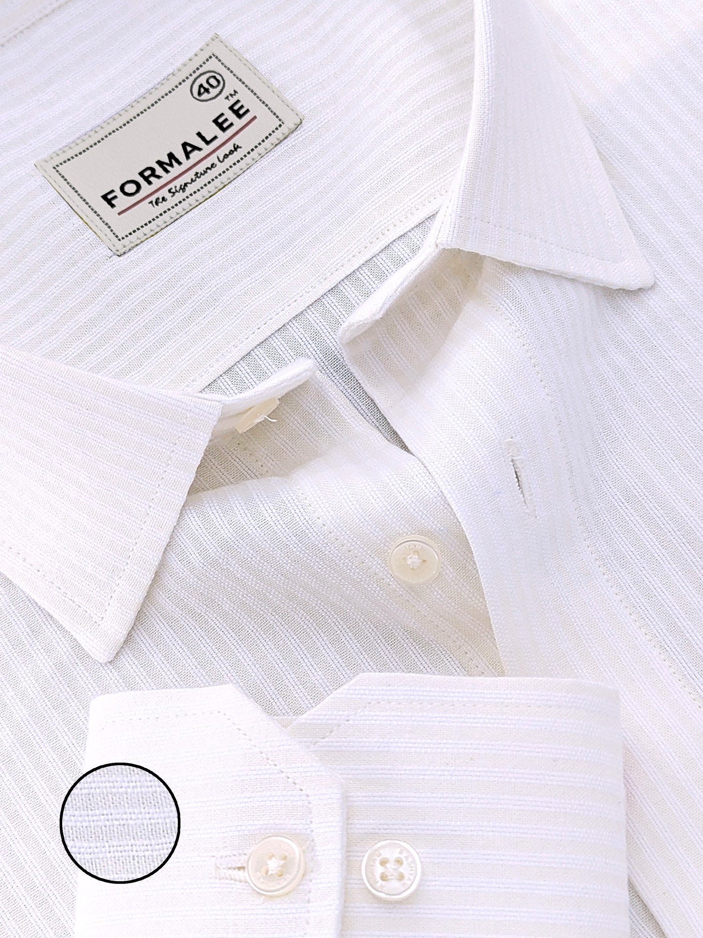 Verona Premium Linen Cotton White Stripe On Cream Formal Shirt