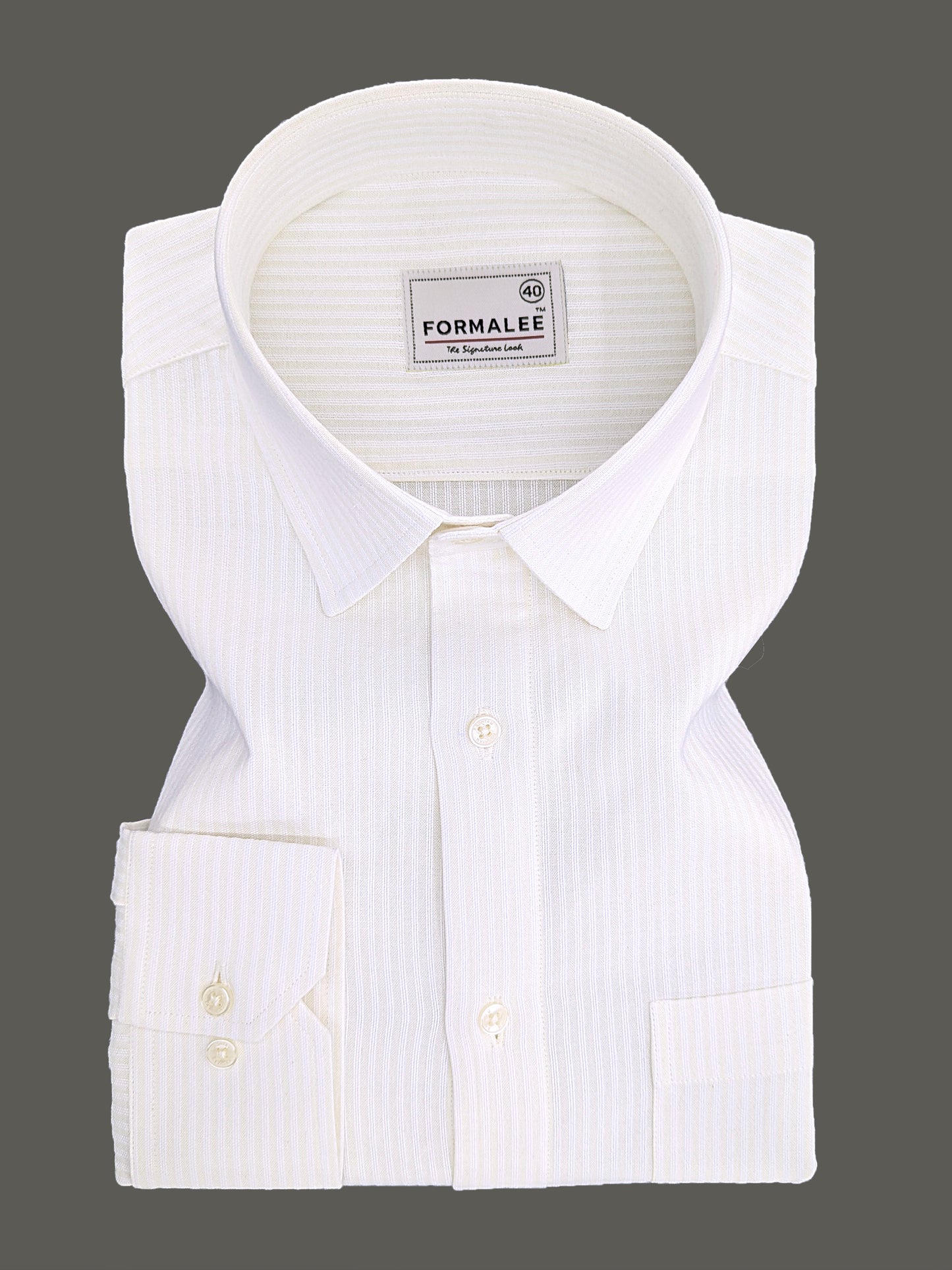 Verona Premium Linen Cotton White Stripe On Cream Formal Shirt