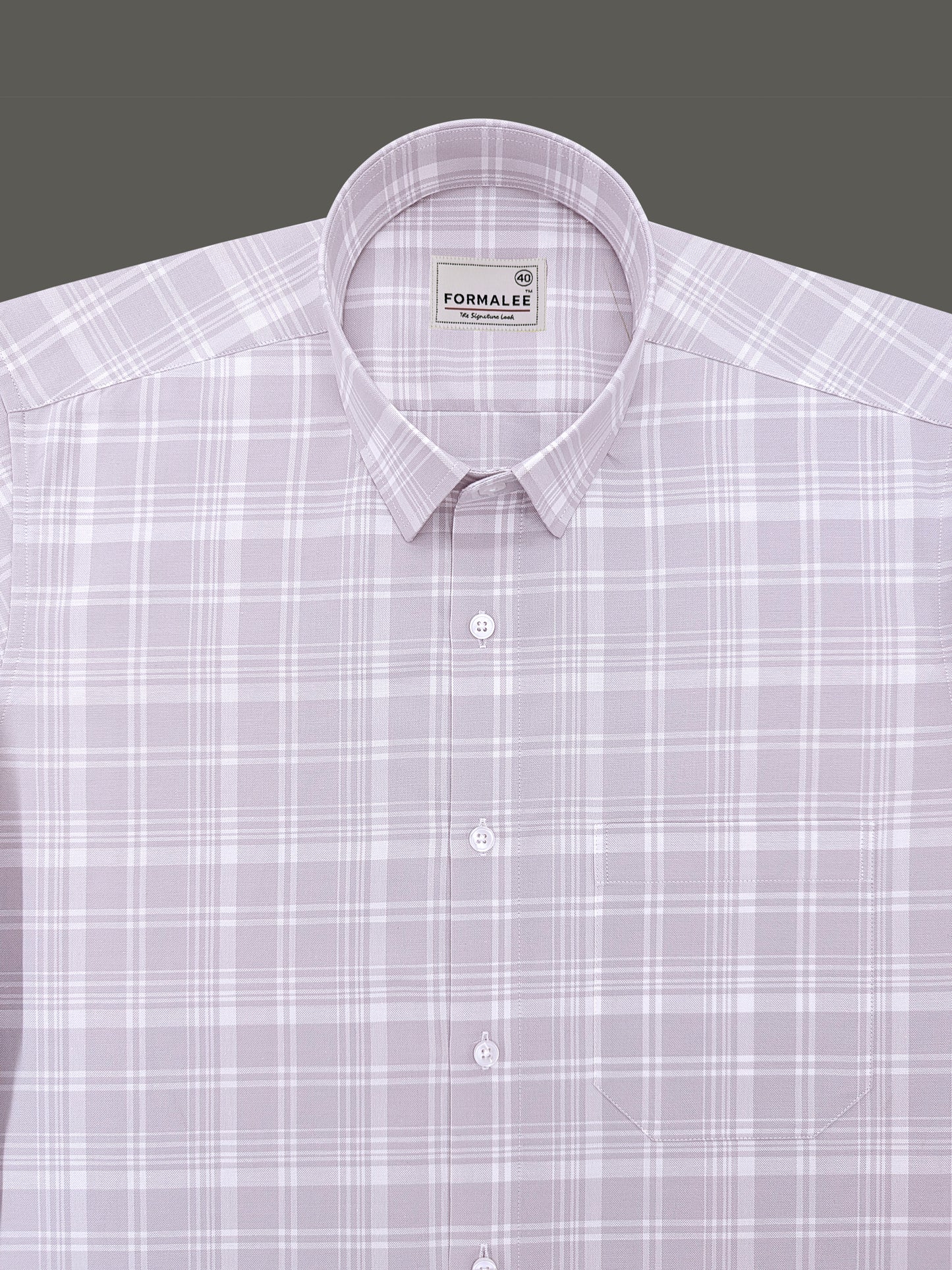Venezia Luxurious Cotton White Checks On Grey Formal Shirt