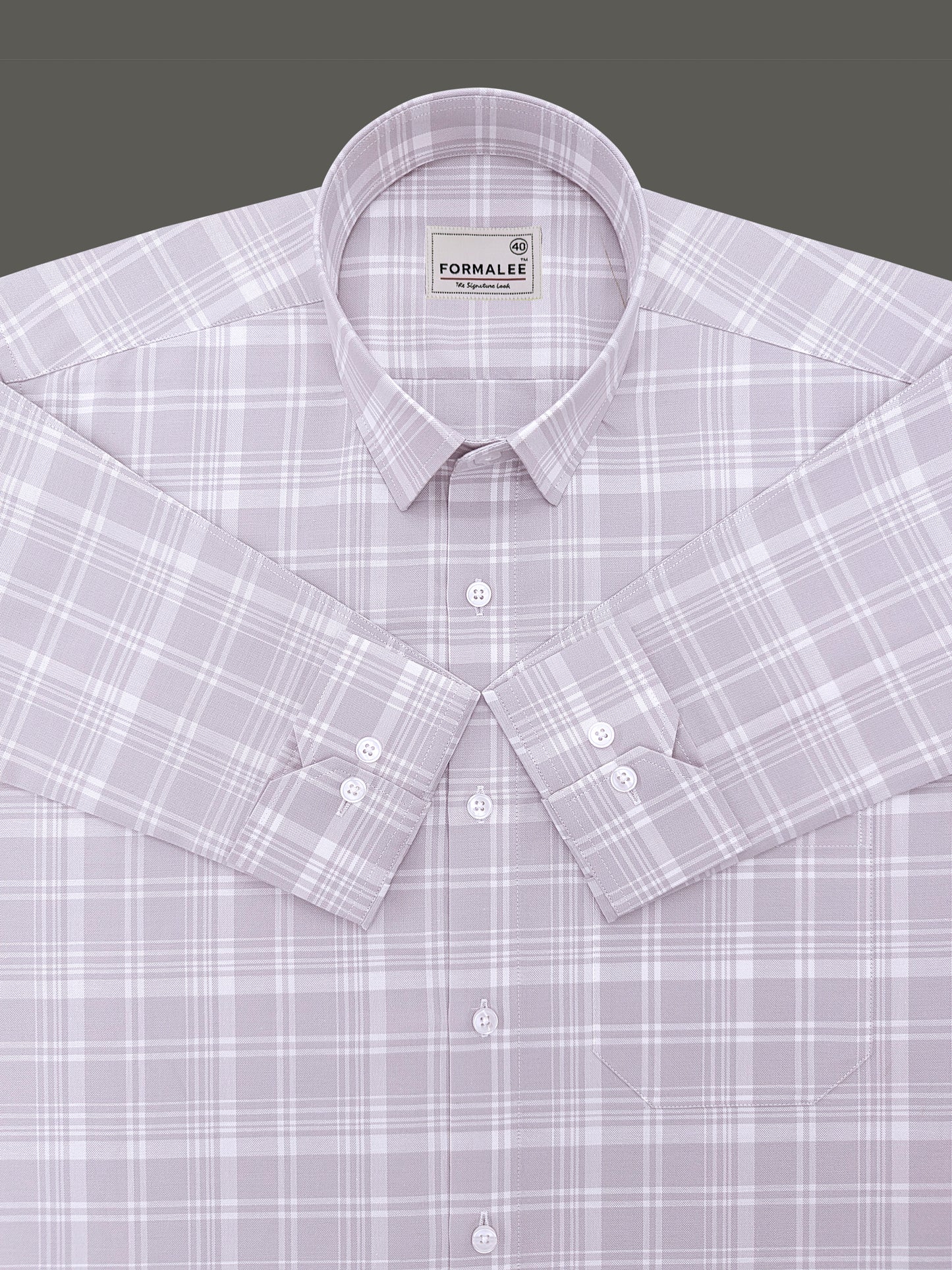 Venezia Luxurious Cotton White Checks On Grey Formal Shirt