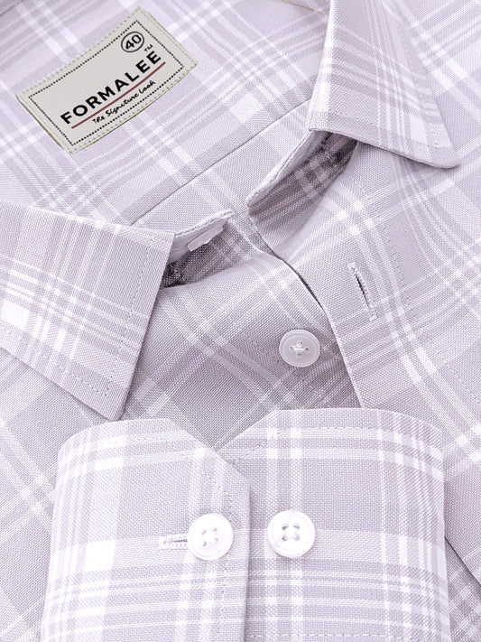 Venezia Luxurious Cotton White Checks On Grey Formal Shirt