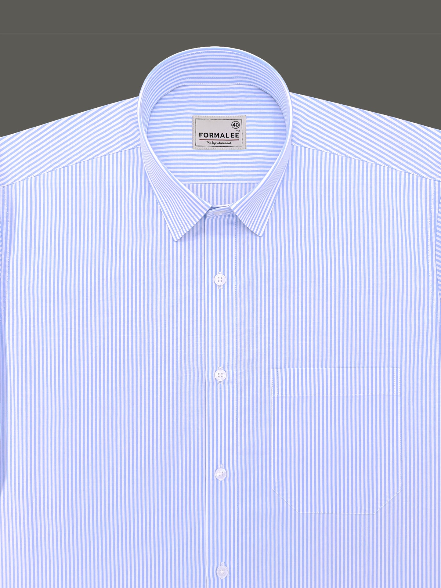 Bespoke Premium Cotton Light Blue Line Formal Shirt