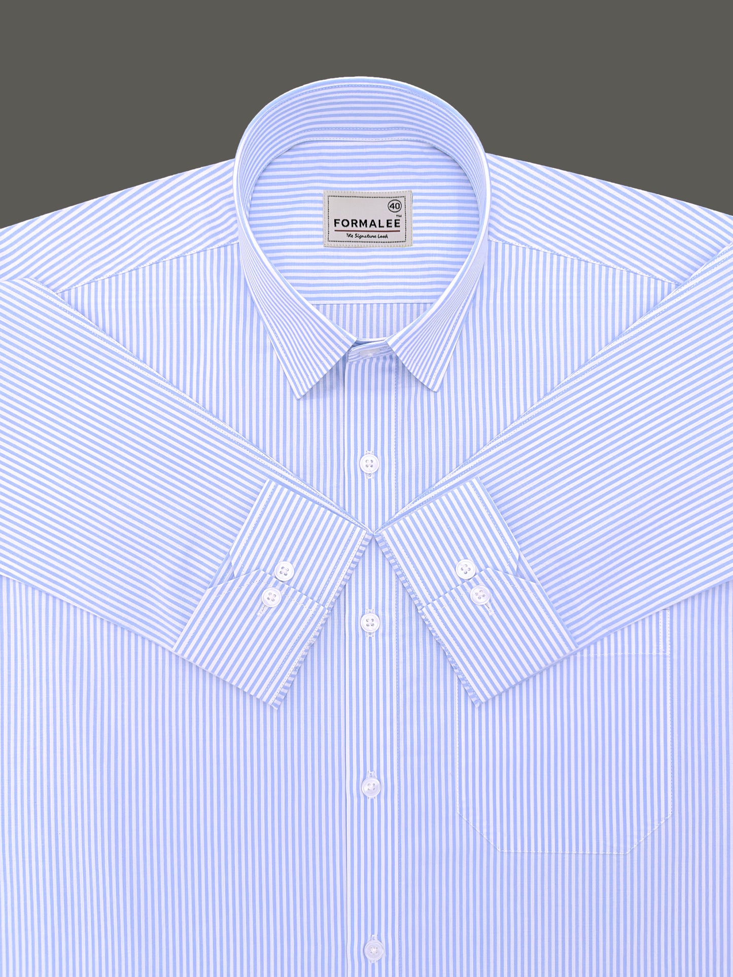 Bespoke Premium Cotton Light Blue Line Formal Shirt