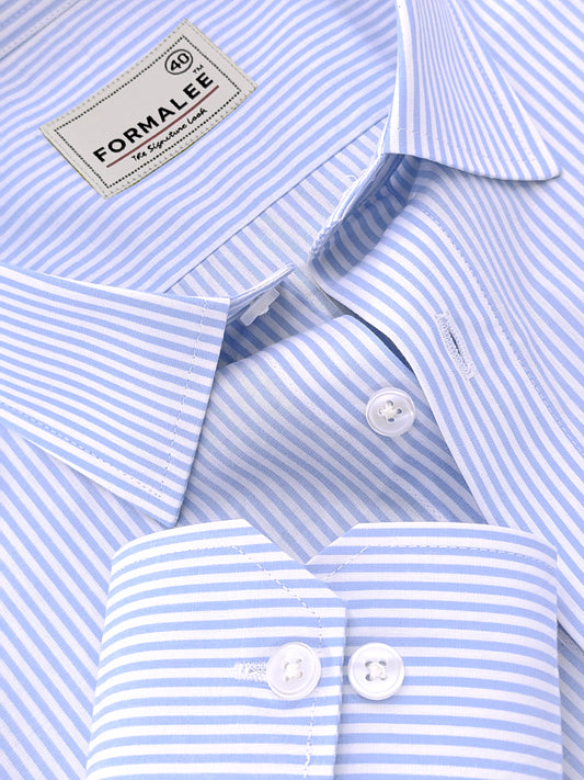 Bespoke Premium Cotton Light Blue Line Formal Shirt