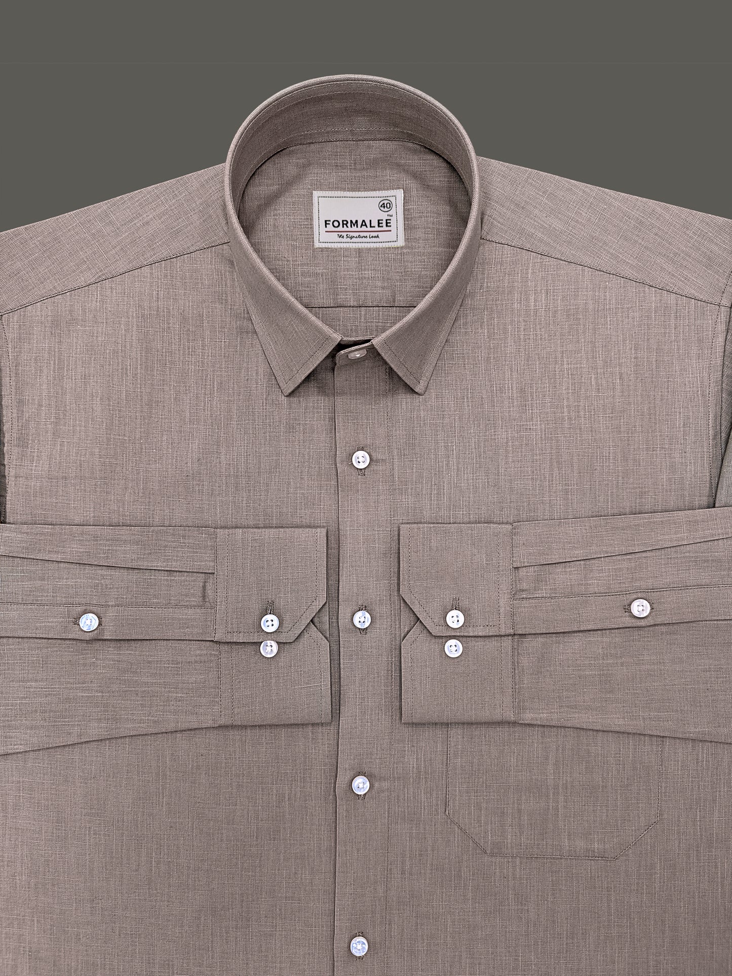 Stunner Bark-Brown Premium Linen Cotton Formal Shirt