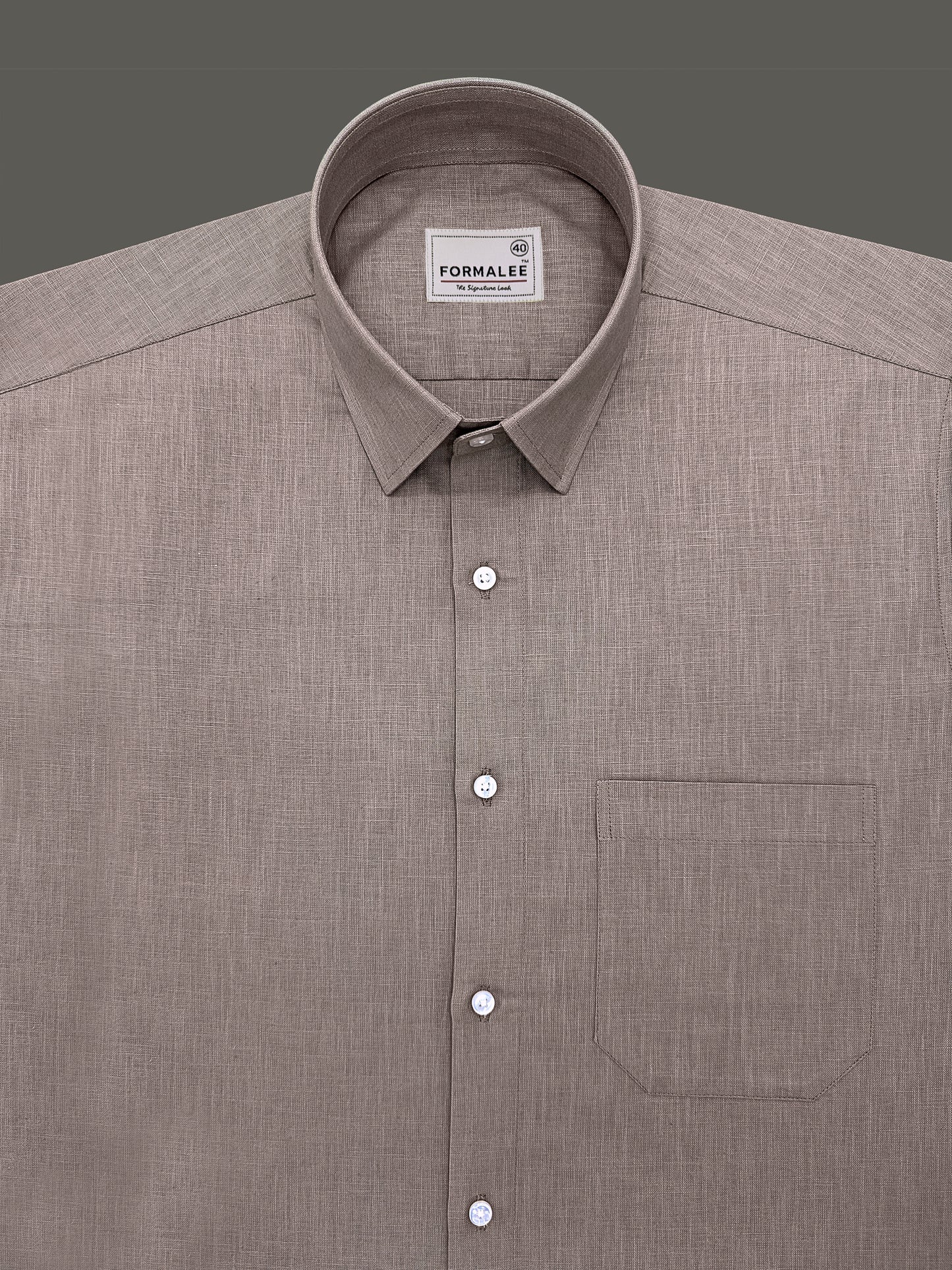 Stunner Bark-Brown Premium Linen Cotton Formal Shirt