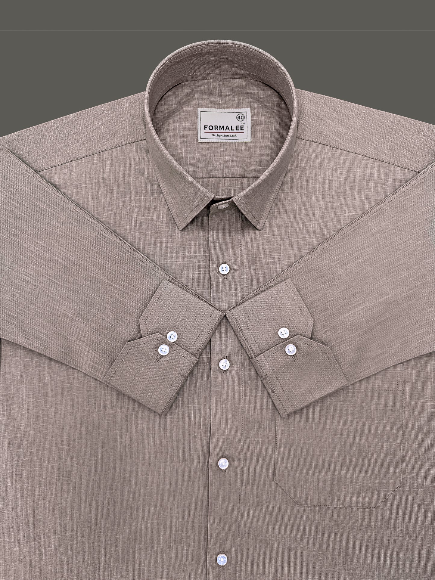 Stunner Bark-Brown Premium Linen Cotton Formal Shirt