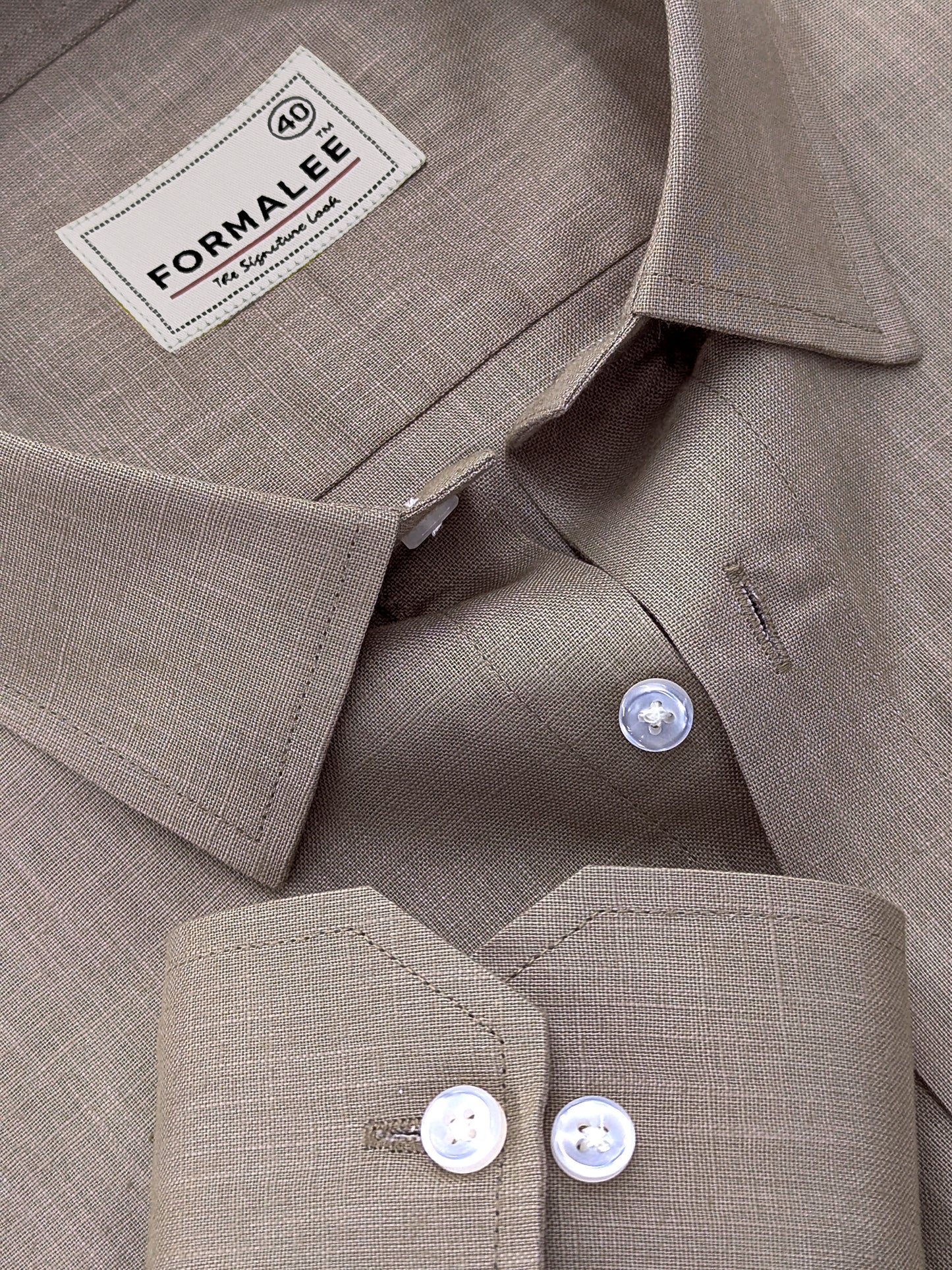 Stunner Bark-Brown Premium Linen Cotton Formal Shirt