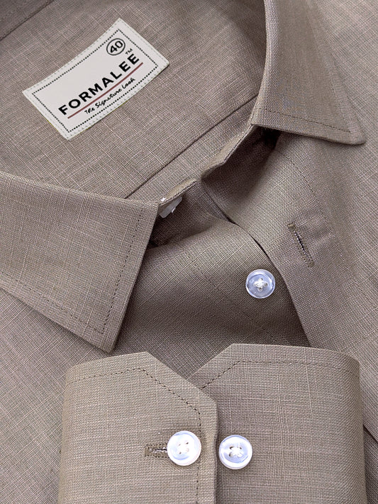 Stunner Bark-Brown Premium Linen Cotton Formal Shirt