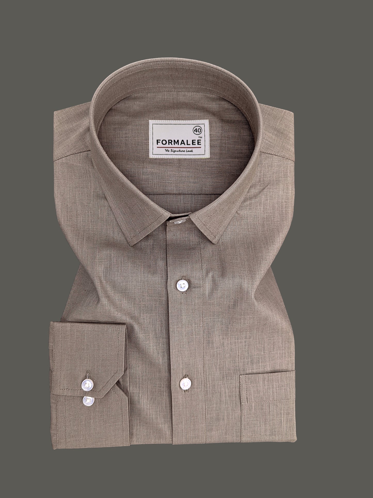 Stunner Bark-Brown Premium Linen Cotton Formal Shirt