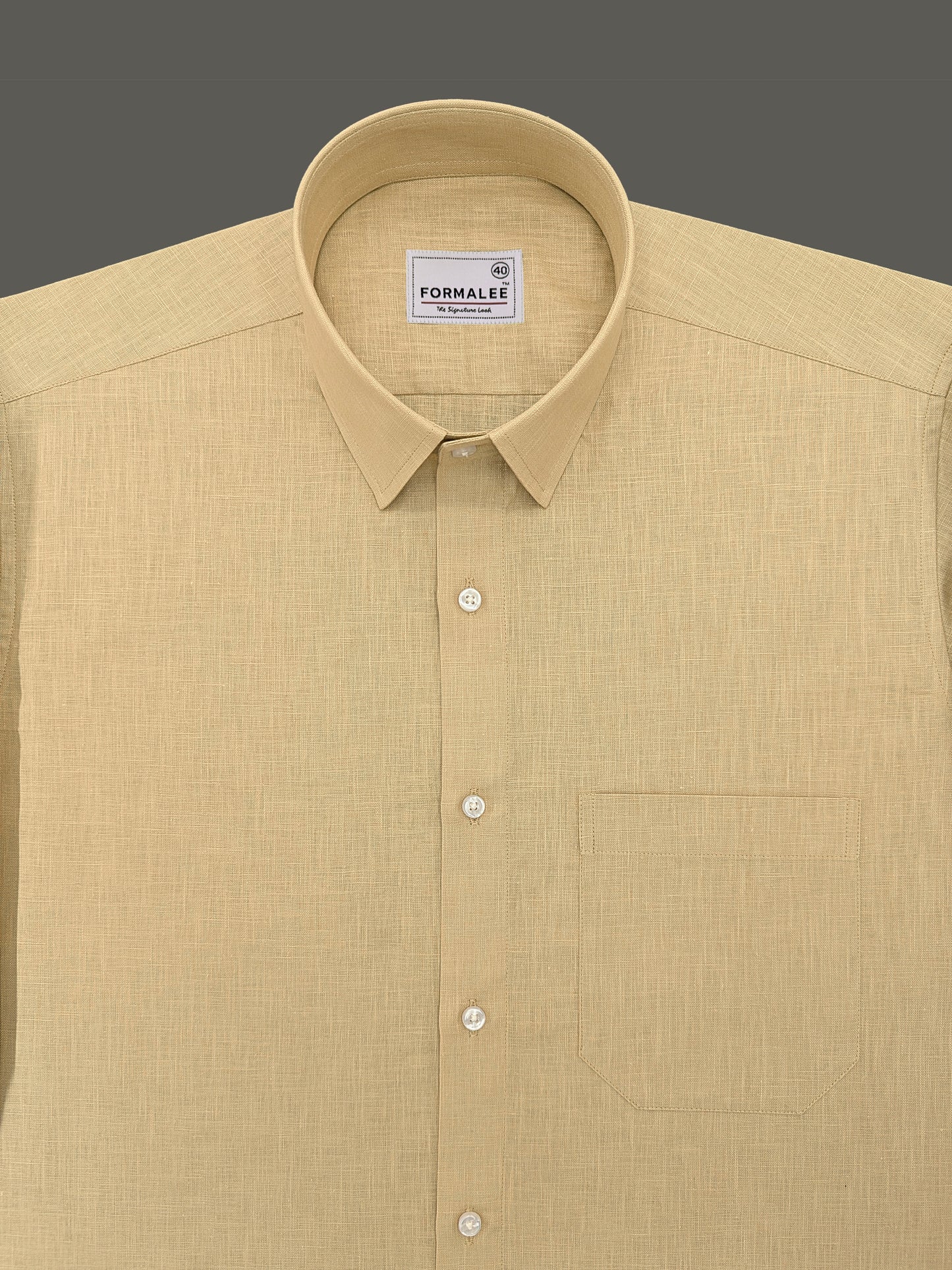 Majestique Premium Golden-Beige Linen Cotton Formal Shirt