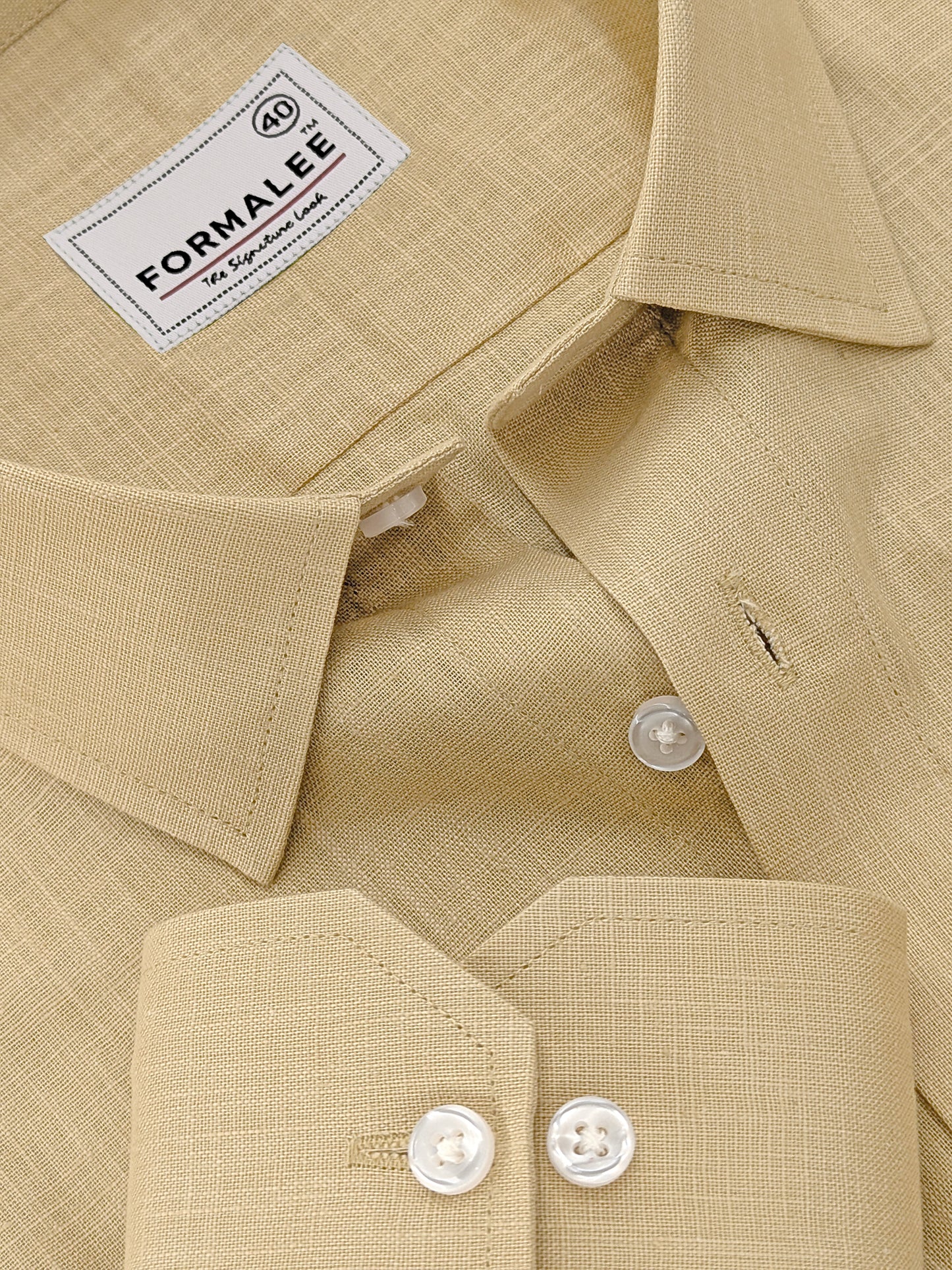 Majestique Premium Golden-Beige Linen Cotton Formal Shirt