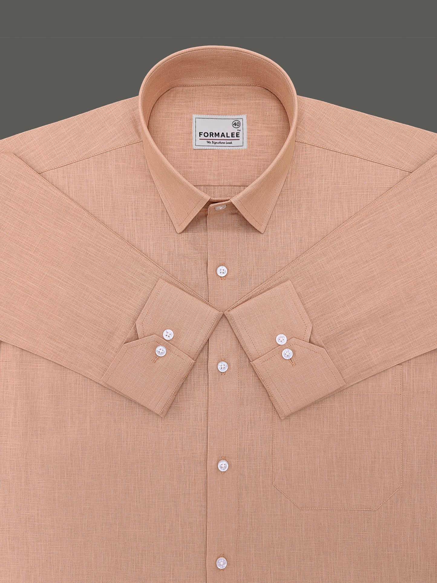 Majestique Premium Camel Brown Linen Cotton Formal Shirt