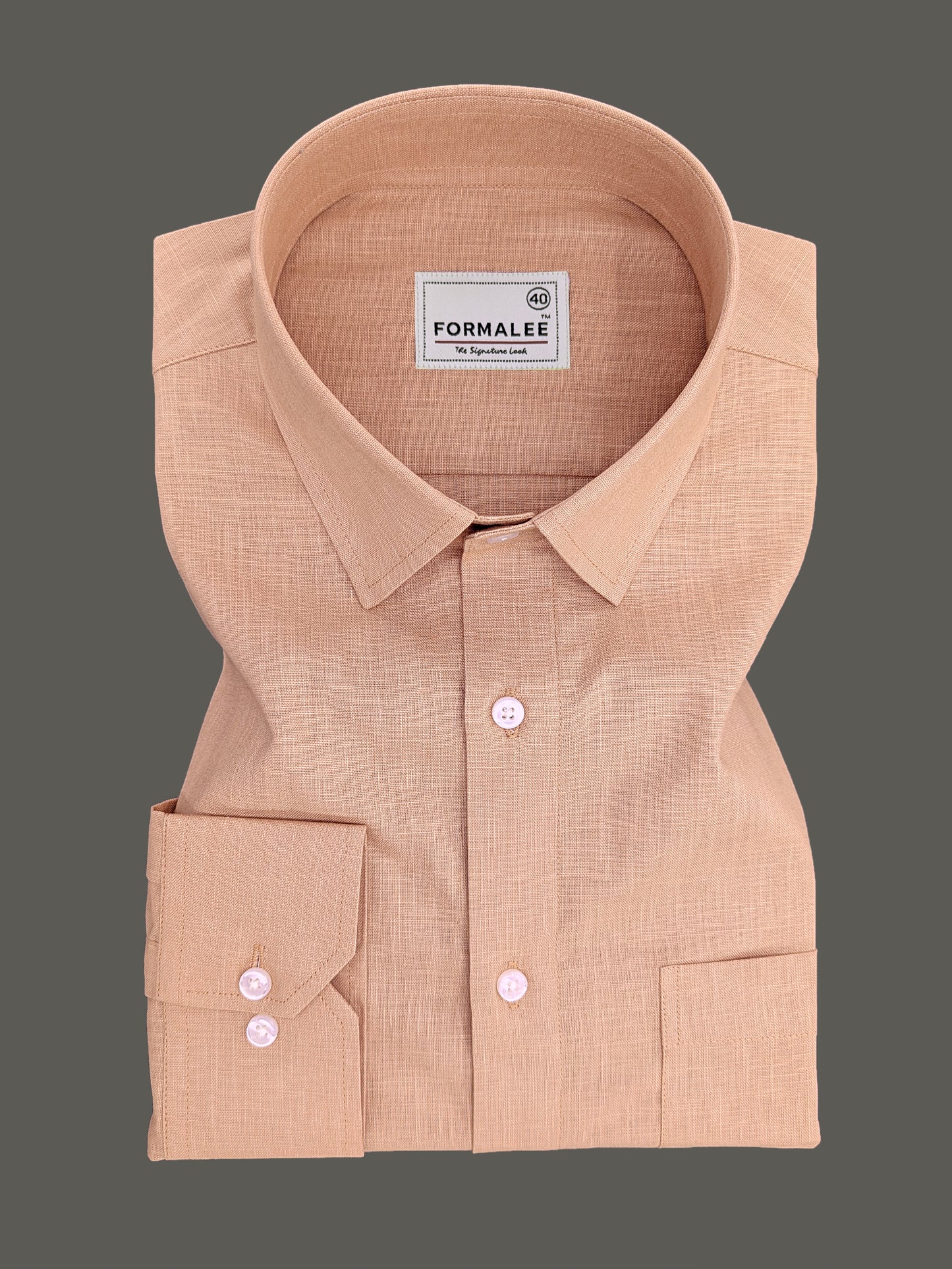 Majestique Premium Camel Brown Linen Cotton Formal Shirt