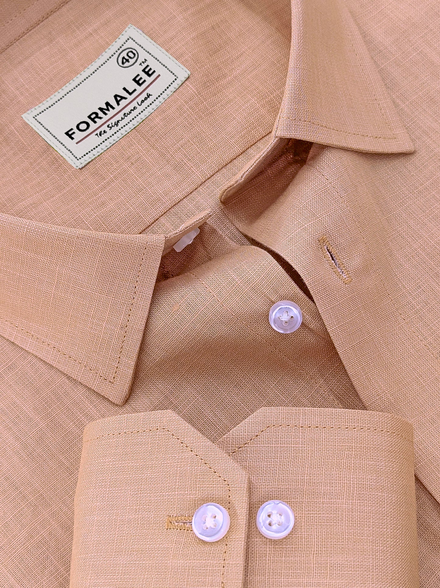 Majestique Premium Camel Brown Linen Cotton Formal Shirt