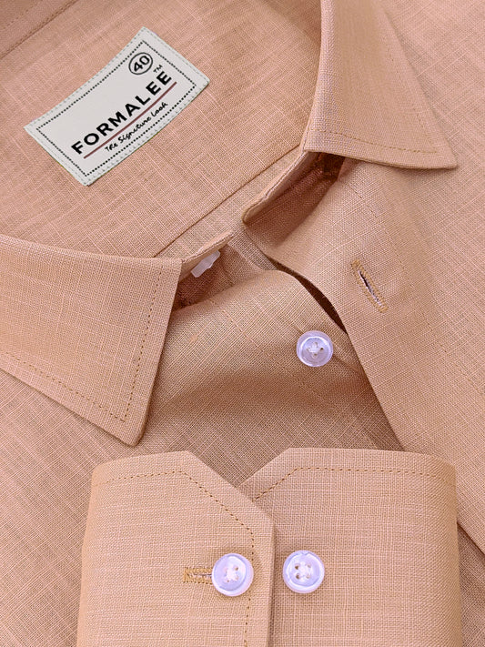 Majestique Premium Camel Brown Linen Cotton Formal Shirt