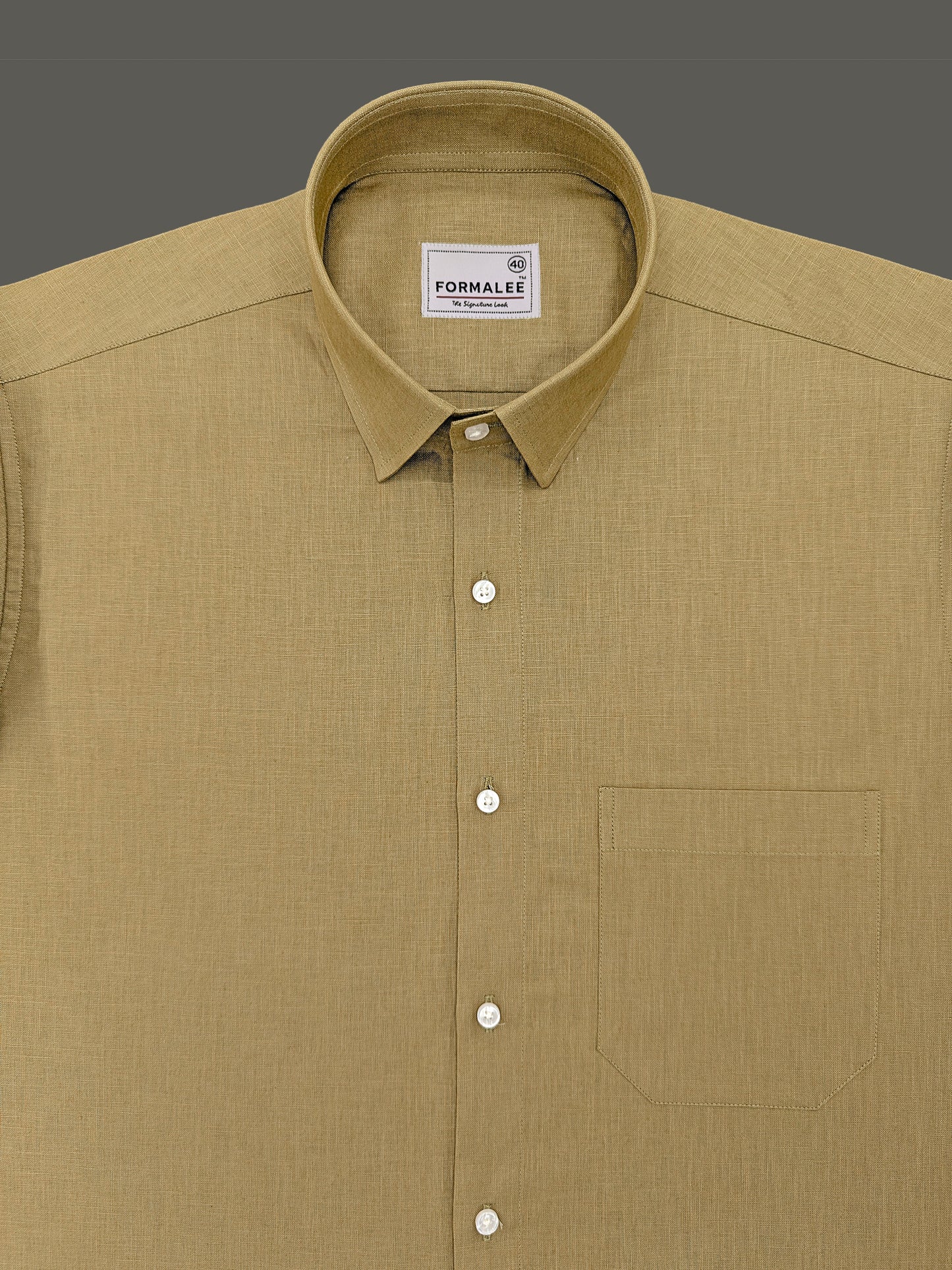 Premium Olive Gold Linen Cotton Formal Shirt