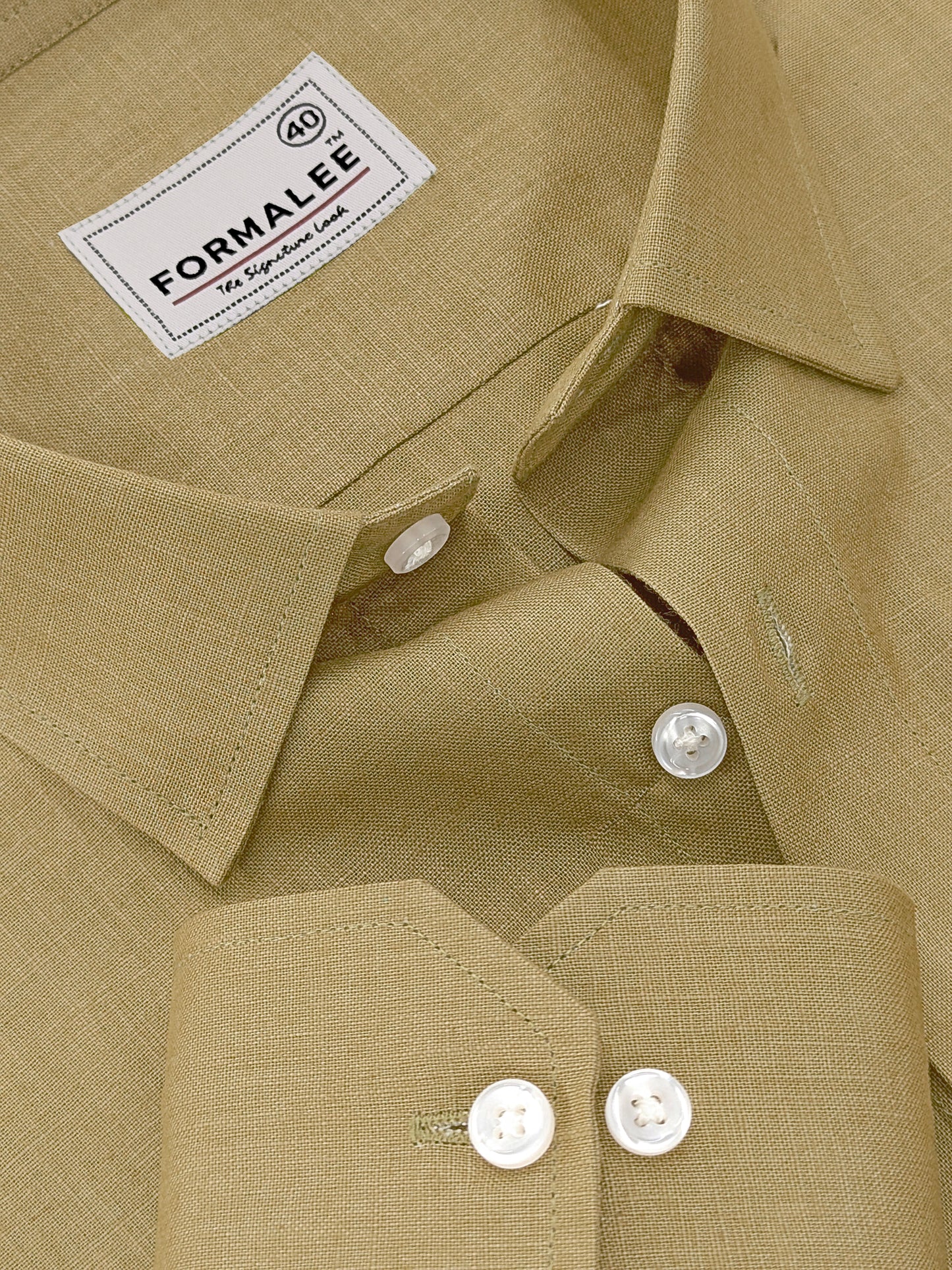 Premium Olive Gold Linen Cotton Formal Shirt