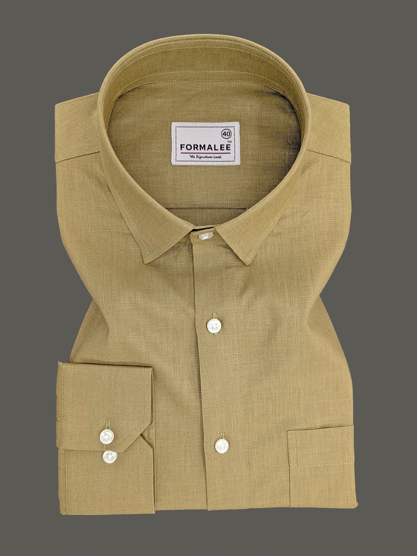 Premium Olive Gold Linen Cotton Formal Shirt