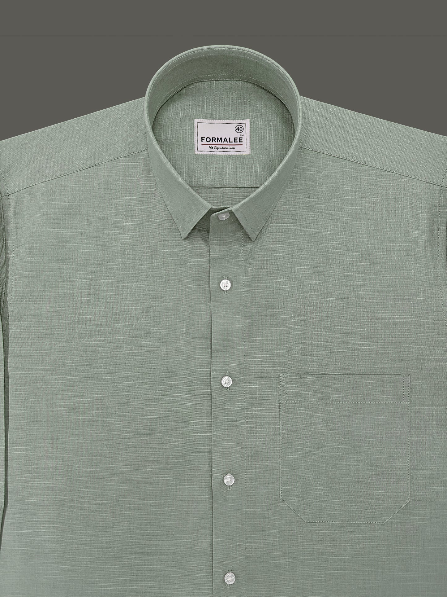 Luxoria Light Olive Linen Cotton Formal Shirt