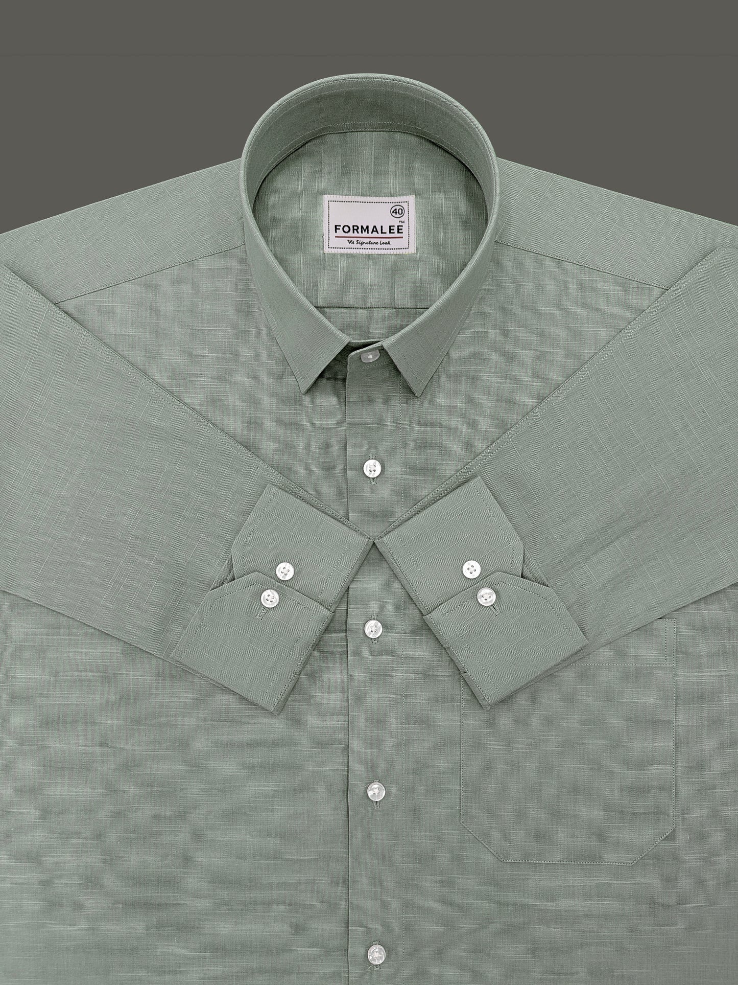 Luxoria Light Olive Linen Cotton Formal Shirt
