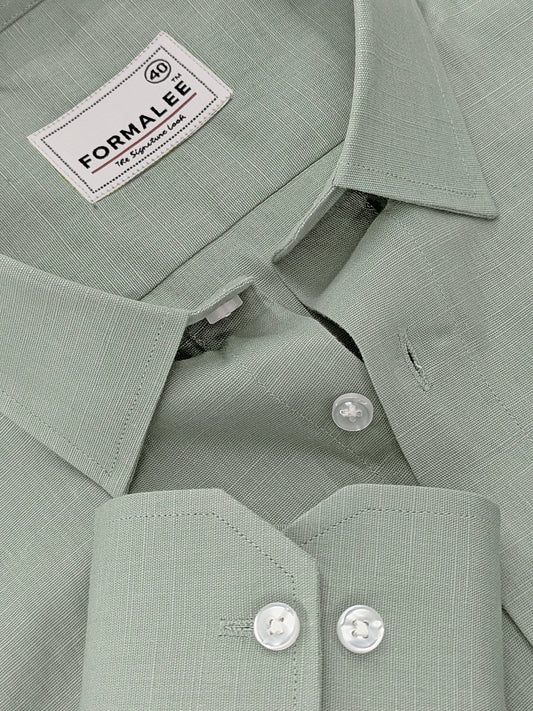 Luxoria Light Olive Linen Cotton Formal Shirt